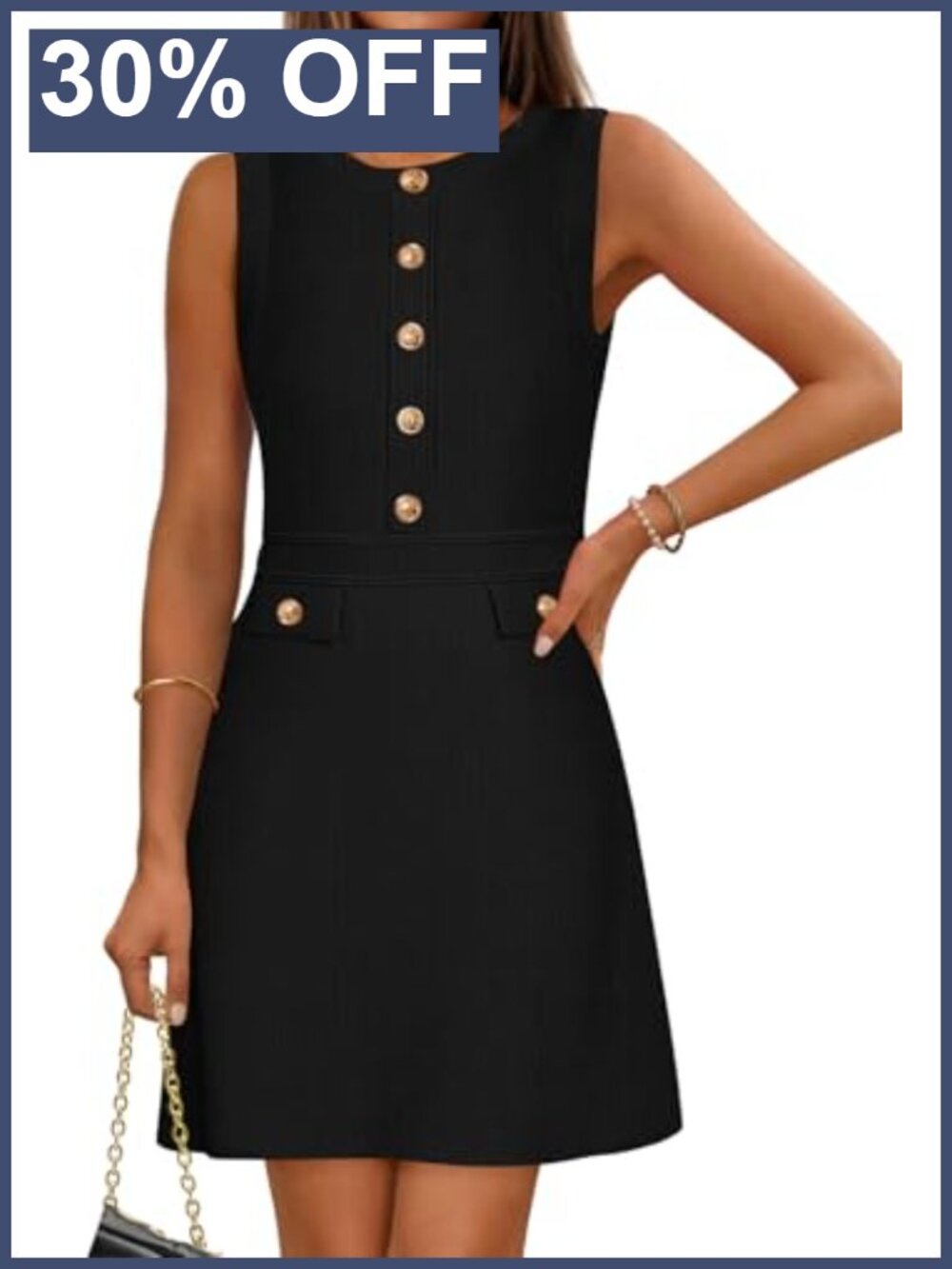 Sleeveless Mini Sweater Dress Button Down Business Casual